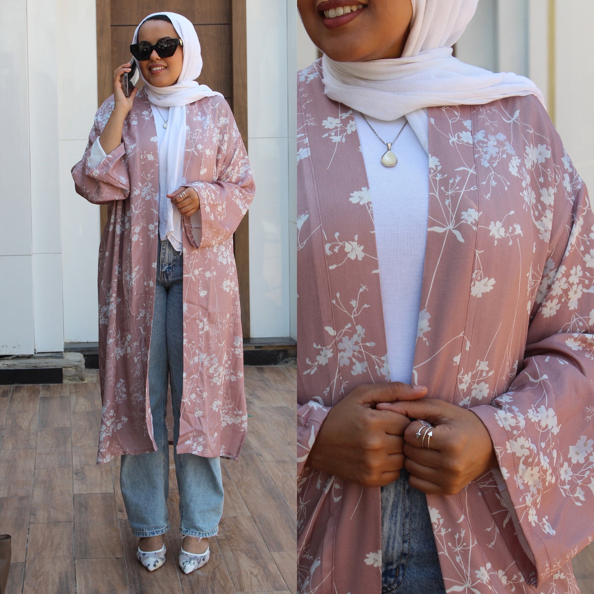 Floral Kimono - cashmere