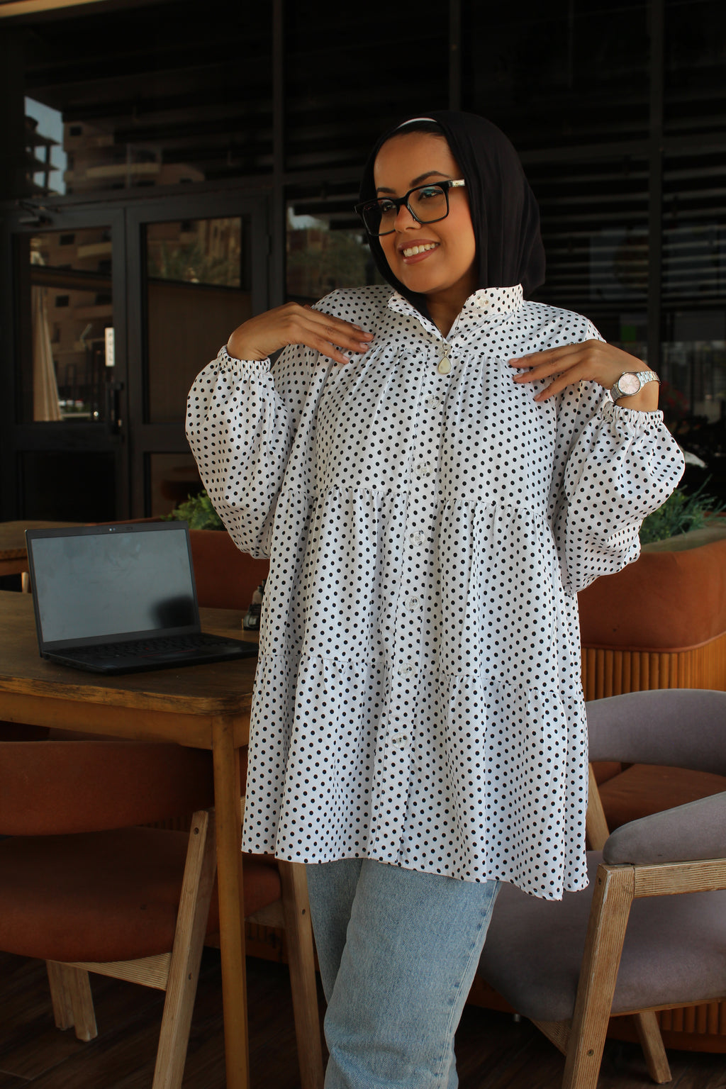 Ruffled Polka Dots Blouse
