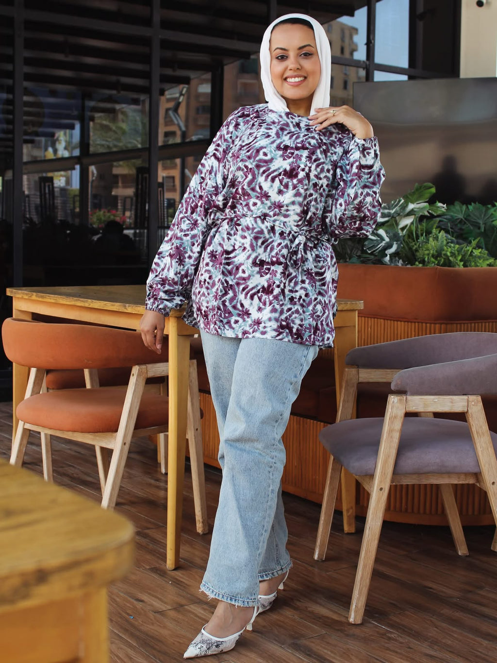 Floral Cotton Blouse - Purple