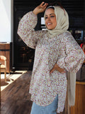 Floral Cotton Blouse - beige